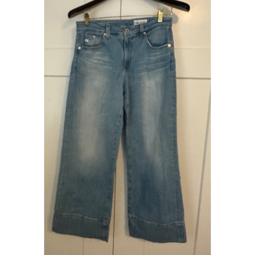 AG Adriano Goldschmied Saige Wide Leg Crop Jeans Light Wash Blue Size 27